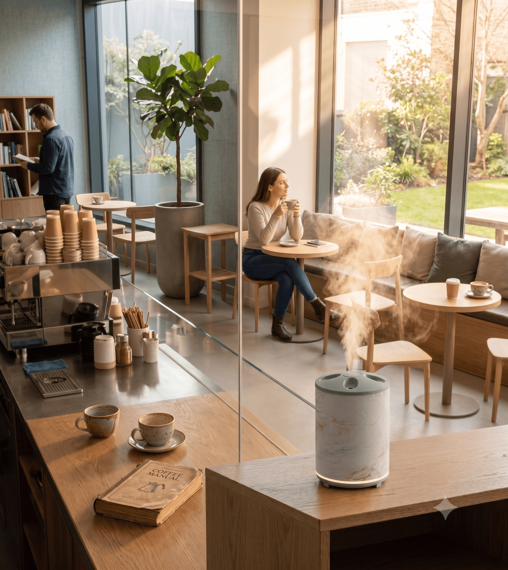 AromaIQ diffuser in a café